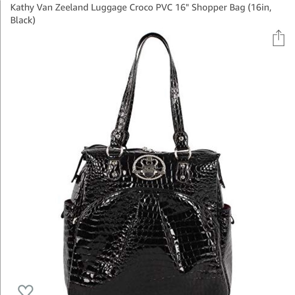 Kathy Van Zeeland black patent leather tote bag